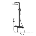 Sus 304 Stainless Steel Brushed Bathroom Rain Exposed Wall Mounted Shower Faucet Black